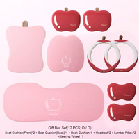 Housse de siège de voiture en polyester peluche Apple Happiness, ensemble complet, motif dessin animé, hiver, 12 pièces, protection pour Golf Civic arrière, rouge rose