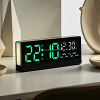 Horloge de bureau numérique LED avec lumière ambiante, double alarme, affichage de la température, de la date et du jour de la semaine, sortie USB, luminosité automatique