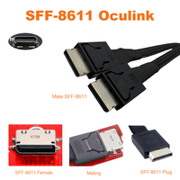Kabel Data Kecepatan Tinggi MCIO 8X ke Dual Oculink SFF 8611 4i 0.5m/1m untuk Ekstensi Pusat Data Server AI