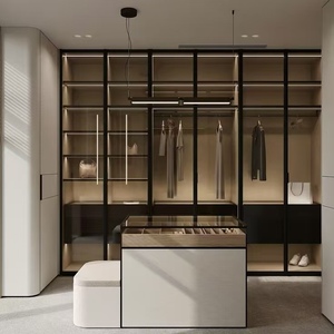 BALOM Armario Modular de Alta Gama con Puerta Corredera de Vidrio y Marco de Aluminio Moderno, Muebles de Dormitorio Personalizados de Fábrica OEM - Product Image 2