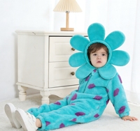 Ensemble pyjama une pièce épais à capuche, manches bouffantes, imprimé animal, fermeture boutonnée, écologique, utilisable quatre saisons