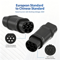 Adaptador de Cargador para Vehículos Eléctricos con Interruptor, Estándar Europeo CCS2 a GB/T Trifásico 16-32A 250V, Adaptador de Cargador para Vehículos Eléctricos Estándar Chino