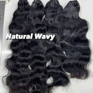 Extensions de cheveux naturels en mèches complètes, lisses, bouclés birmans, <span class=keywords><strong>tissage</strong></span> <span class=keywords><strong>naturel</strong></span>, extensions de cheveux noirs jet, cheveux bruts cambodgiens, donneur unique - Product Image 1