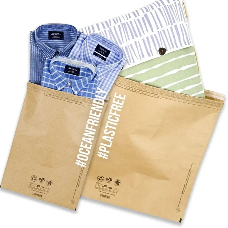 사용자 정의 노란색 크래프트 종이 선박 가방 종이 우편물 전자 상거래 100% 재활용 에코 친화적 인 종이 우편물