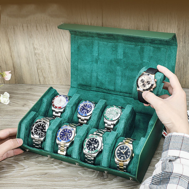 Luxury Custom Logo 8 Slot Watch Travel Case Leather Hexagonal Watch Collection Box 8 Slot Waterproof Watch Display Case