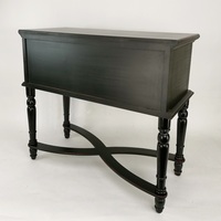 Table console en bois noir vieilli sur mesure avec 3 tiroirs, table d'entrée vintage style ferme pour salon et salle à manger