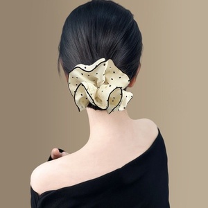 Chouchous en dentelle française pour femmes, à pois, grands élastiques à cheveux, accessoires de coiffure élégants pour filles et adolescentes - Product Image 1