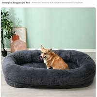 Coussin rond en peluche pour animaux de compagnie, chenil pour chien et chat, tapis lavable, lit chaud pour l'hiver, pour une utilisation en intérieur, toutes saisons