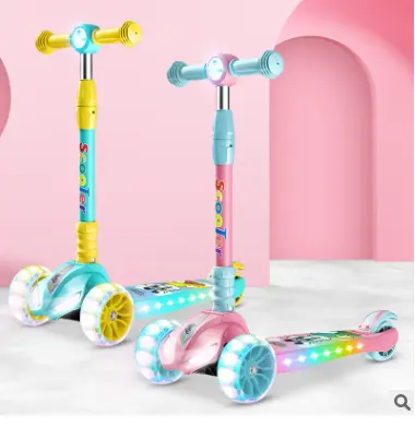 Scooter à 3 roues pour enfants, trottinette avec lumières Led, hauteur réglable, populaire