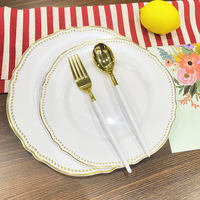 Assiettes à dessert en plastique personnalisées de 7/9/10 pouces, assiettes de présentation en plastique pour fêtes et mariages, vaisselle en plastique