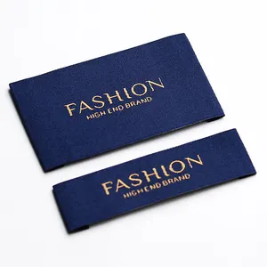 Personalizado seu logotipo de alta densidade damask tecido etiqueta pescoço tecido etiquetas para roupas