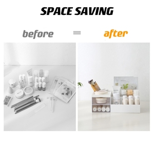 Nhựa trang điểm bàn chải mặt nạ chủ mỹ phẩm lưu trữ <span class=keywords><strong>Organizer</strong></span> Countertop Vanity <span class=keywords><strong>Organizer</strong></span> với ngăn kéo ký túc xá bàn hộp đồ trang sức - Product Image 4