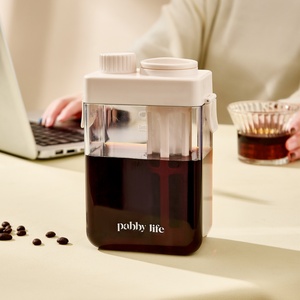 Custom Logo <b>Portable</b> Manual Iced <b>Coffee</b> Fruit Tea Pitcher Jar with Extended Removable Filter Cold Brew <b>Coffee</b> <b>Maker</b> Bottle - Product Image 1