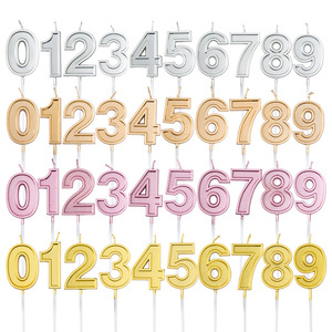 Number Shape Birthday <b>Candles</b> 3D Gold Silver Paraffin ABS Single <b>Wick</b> For Parties Decorations - Product Image 4