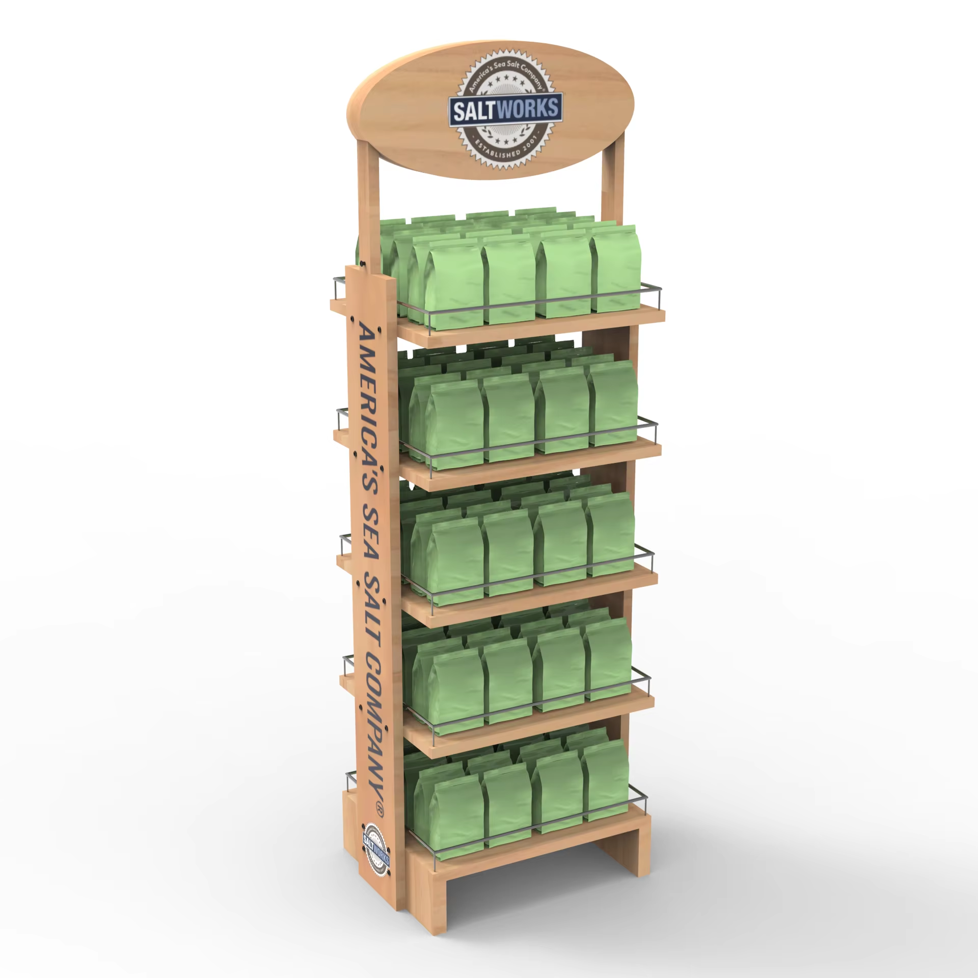 Apache Custom Wood Floor Salt Display Stand Racks for Salt Store Supermarket Shelves for Salt — view 1