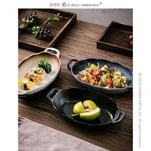 Assiettes en céramique Vintage de Style nordique de qualité alimentaire pour Restaurant, assiettes en céramique faites à la main - Product Image 4