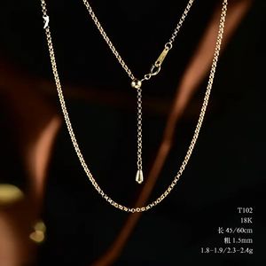 Collar de Perlas de Oro de 18K Xinfly Au750, Cadena Lisa Ajustable y Retráctil de 45/60cm de Largo, Versátil para Suéteres, Fiestas, Bodas, Regalos - Product Image 2