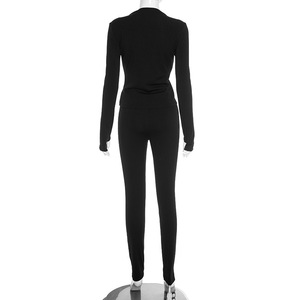 Recém-chegados Roupas Femininas Casaco Crop e Calças Compridas 2 Peça Set Y2K Lady Two Piece Set Outono Mulheres Outfits 2026 - Product Image 4