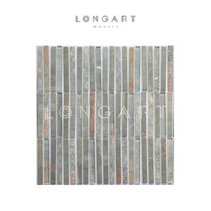 LongArt Mosaic Bathroom Glass Mosaic Strip Shaped With Good Quality Glass Mosaic Tile For Wall And Floor Decoration