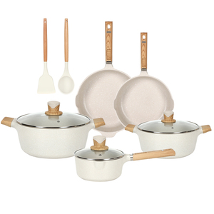 Không dính gốm Granite Cookware Set 10-Piece khỏe mạnh chậu và chảo Set không độc hại Nhà Bếp Nấu Ăn Set Silicone công cụ và nồi - Product Image 1