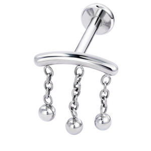 حلق أذن من الفولاذ المقاوم للصدأ 16G مع سلسلة شراشيب متدلية، مجوهرات ثقب الجسم للحلق والغضروف والشفاه، هدية - Product Image 5