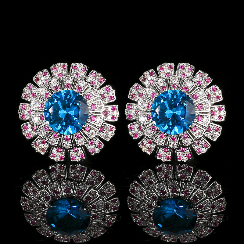 Boucles d'oreilles en cristal pointu bleu