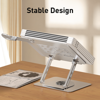 Support d'ordinateur portable ergonomique de bureau avec station d'extension, support d'ordinateur portable réglable à 360° avec support magnétique pour téléphone