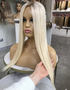 Entrega rápida Platinum Blonde White Toppers Long 20 22 pulgadas Base de seda Topper Clip en Hairpiece 6*7 Russian Hair Women Toupee - Product Image 1