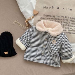겨울 아기 옷 유아용 체크무늬 곰 자켓 클립 코튼 따뜻한 남아 여아 두꺼운 코트 - Product Image 4