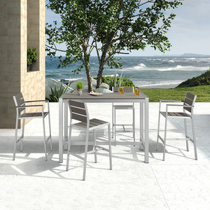 Taburetes de <span class=keywords><strong>bar</strong></span> de plástico para uso exterior, sillas impermeables de madera y aluminio antienvejecimiento para uso exterior, resistentes a la humedad - Product Image 6