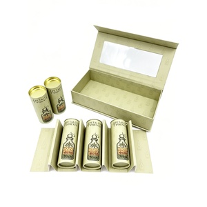 Light Green Rigid <b>Gift</b> Cardboard <b>Box</b> with <b>Clear</b> Window Rectangular Essential Oil Storage <b>Box</b> with Elegant Pattern Design - Product Image 3