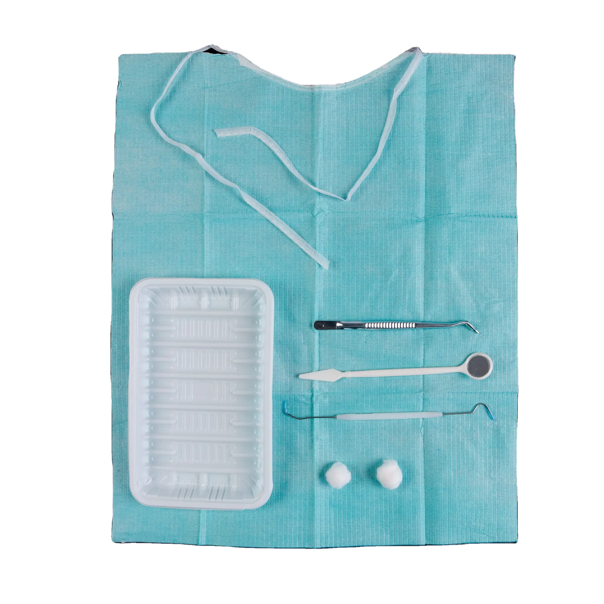 Kit dentaire jetable de haute qualité avec des boules de coton d'outils de bavoirs dentaires