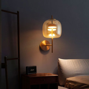 Lámpara de pared minimalista de cristal Led E27 ámbar de 36 cm de altura para dormitorio, sala de estudio, pasillo - Product Image 2