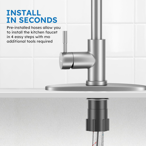 Pull Out Spray <b>Brushed</b> Stainless Steel Kitchen Sink Mixer Tap Single Handle <b>Deck</b> Mounted Faucet - Product Image 6