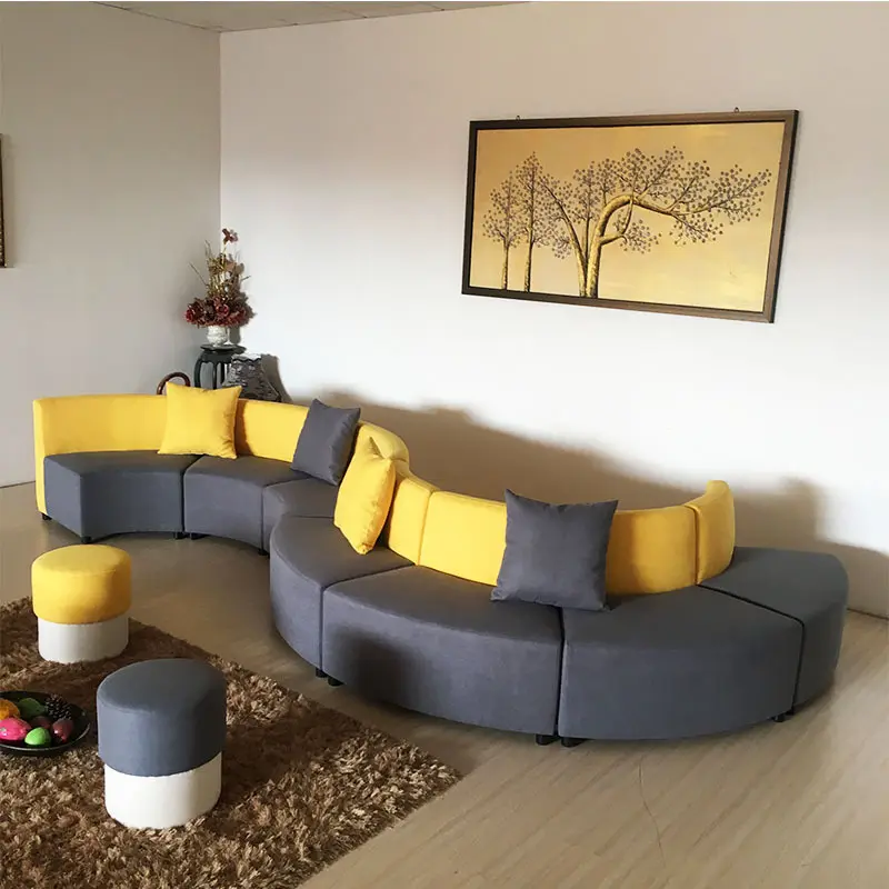 Современный бархатный диван для приемов, S-образная дуга, Круглый офисный диван, тканевый комбинированный модульный диван для вестибюля отеля