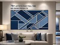 Art mural géométrique abstrait bleu marine tissé à la main en corde, encadré, pour hôtel, suite, salon, toile grand format, personnalisable en gros
