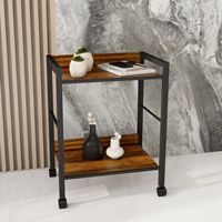 Table basse roulante moderne et minimaliste à 2 niveaux en bois blanc avec étagère de rangement sur roulettes pour petits espaces, mobilier de salon
