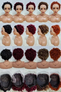 Promotion $13.8 Natural Human Hair F408 100% Human Hair 13x4 Lace Frontal Short Pixie Cut Wigs <b>Cheap</b> Wholesales Factory - Product Image 6