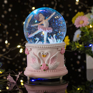 Caja Musical de Bola de Nieve con Bailarina de <span class=keywords><strong>Ballet</strong></span> y Cisne, Base de Cisne, Bola de Cristal Musical Iluminada, Adorno de Mesa, Regalo de Cumpleaños para Niños - Product Image 5