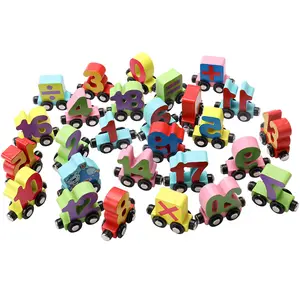 27個の木製アルファベットABC列車のおもちゃ主要ブランドの列車セットトラックと互換性のある幼児用の木製磁気デジタル列車セット