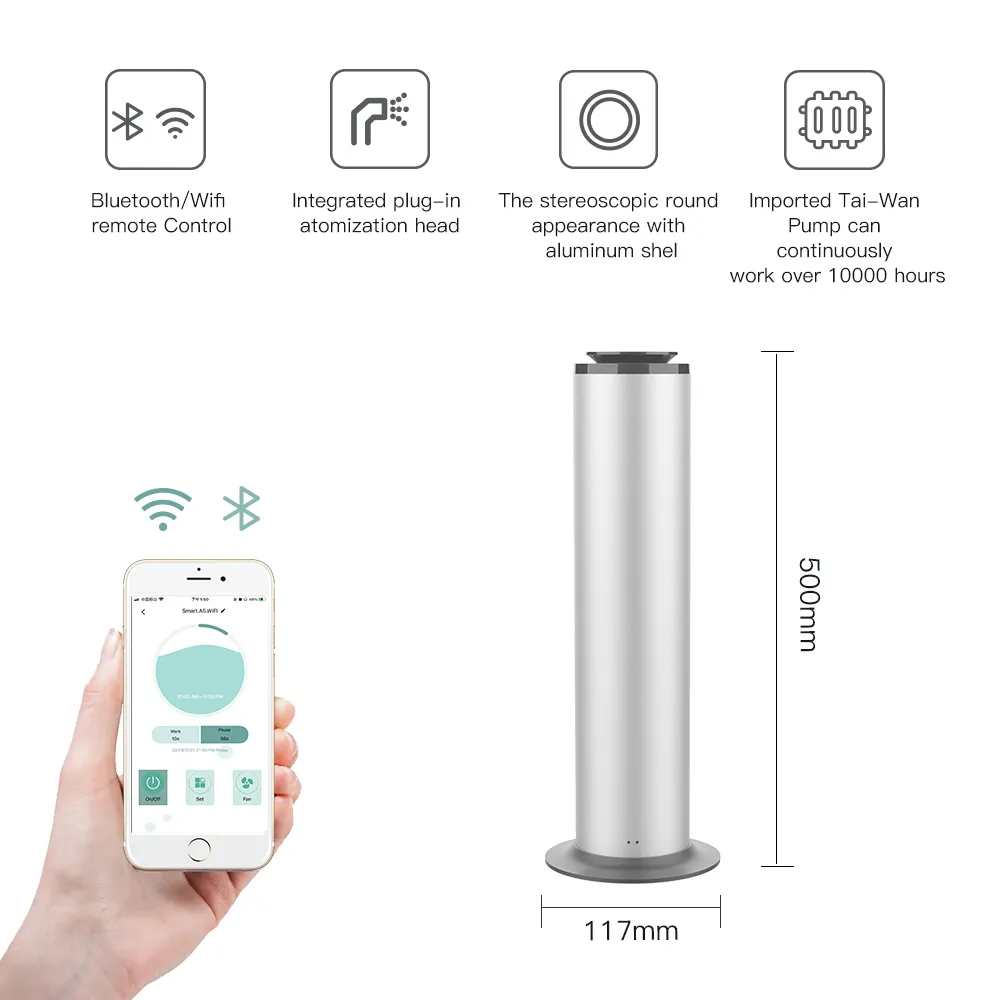 Crearoma/Ouwave OY-5 B2B Floorstaning Tower Wifi App Nebulizing หมอกเย็นนาโนน้ํามันหอมระเหยอโรมากลิ่นกระจายขายส่ง