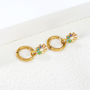 Flower <b>Stud</b> Earrings Zinc Alloy <b>Silver</b> Gold Color For Women Fashion Jewelry - Product Image 3