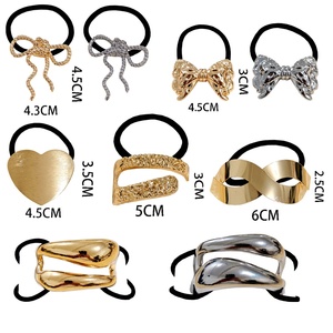 Nouvelle mode en forme de coeur géométrique or argent métal cheveux cravate simplicité haute Simple queue de cheval alliage cheveux <span class=keywords><strong>corde</strong></span> femmes - Product Image 3