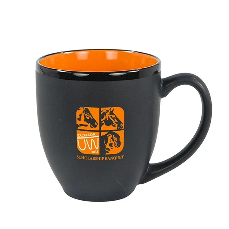 Offre Spéciale créatif Simple logo de marque personnalisé tambour couleur intérieure en céramique porcelaine tasse à café tasse