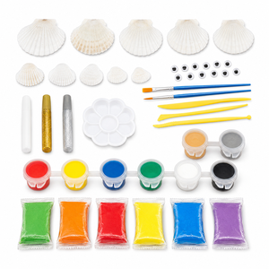 Kit de <span class=keywords><strong>peinture</strong></span> de coquillages EPT <span class=keywords><strong>pour</strong></span> enfants, ensemble d'activités créatives DIY avec peintures, argile, paillettes, colle, pinceaux et yeux boule. - Product Image 3