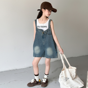 Derniers costumes décontractés populaires d'été pour adolescents <span class=keywords><strong>Gilet</strong></span> et salopette en jean Shorts 2pcs ensembles de vêtements pour filles - Product Image 5