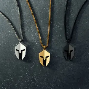 Minimalist Jewelry Stainless Steel Material Silver Color Yellow/Black Gold Plated Mask Pendant Necklace for Men