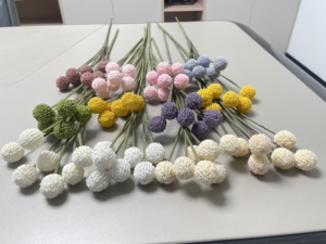 Offre Spéciale – Fleurs Artificielles <span class=keywords><strong>Billy</strong></span> Ball, 7 Tiges, 7 Têtes, 62 cm – Fleurs Boules Dorées pour Décoration Mariage, Maison, Fête, Festival, Vacances - Product Image 1