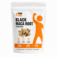 Poudre de racine de Maca noire 150g, d'origine péruvienne, à base de plantes, pour l'énergie et la vitalité quotidiennes, fabrication GMP, vente en gros, marque privée, support COA