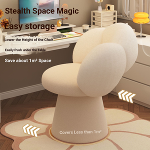 Luxury Petal-shaped Fabric Makeup Chair with Rotatable Backrest Modern Simple Design <strong>Bedroom</strong> Dressing <strong>Stool</strong> - Product Image 3